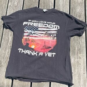 Freedom thank a veteran America military vintage rap tee shirt
